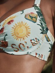Mint Green Mosaic Conversational Non Padded Underwired Bikini Top - Image 4 of 7