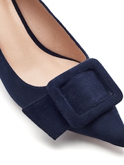 Moda in Pelle Blue Ghiselle Kitten Heel Courts With Buckle Trim - Image 4 of 4