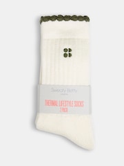 Sweaty Betty Green Thermal Lifestyle Socks 2 Pack - Image 2 of 3