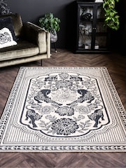 Rockett St George Natural Wool Tufted Floral Panthers Rug - Image 1 of 7