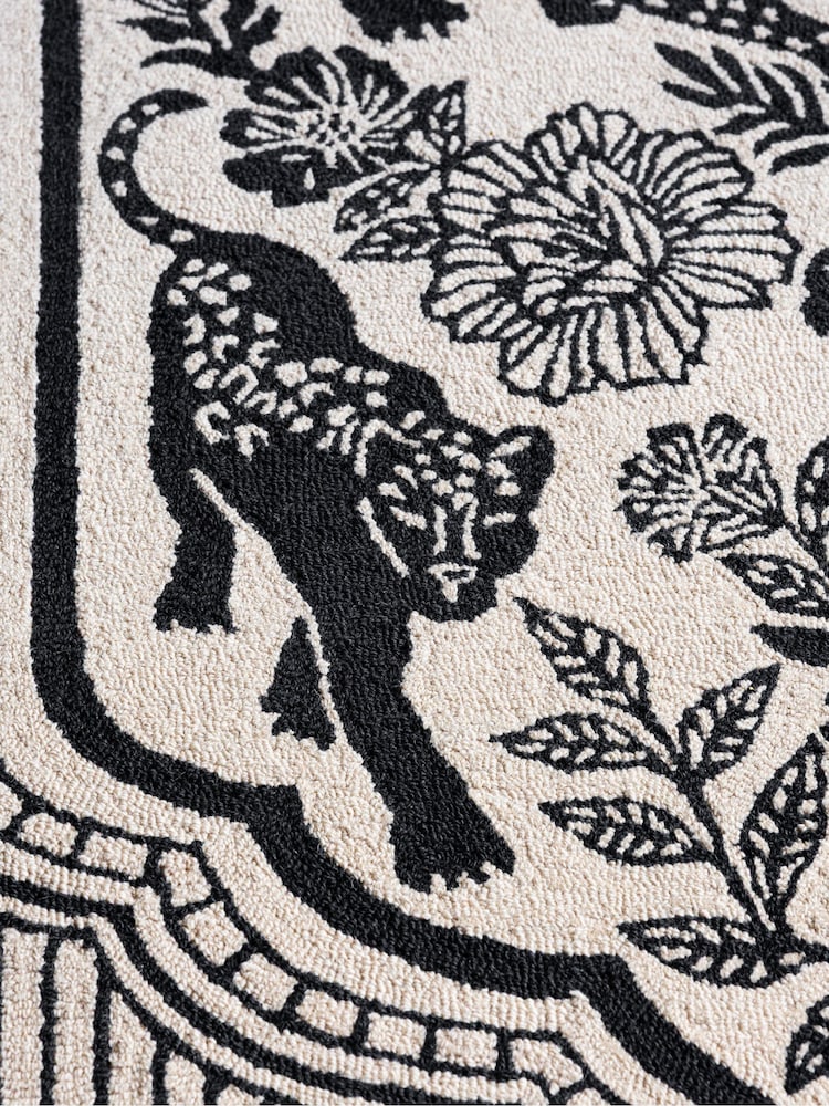 Rockett St George Natural Wool Tufted Floral Panthers Rug - Image 2 of 7