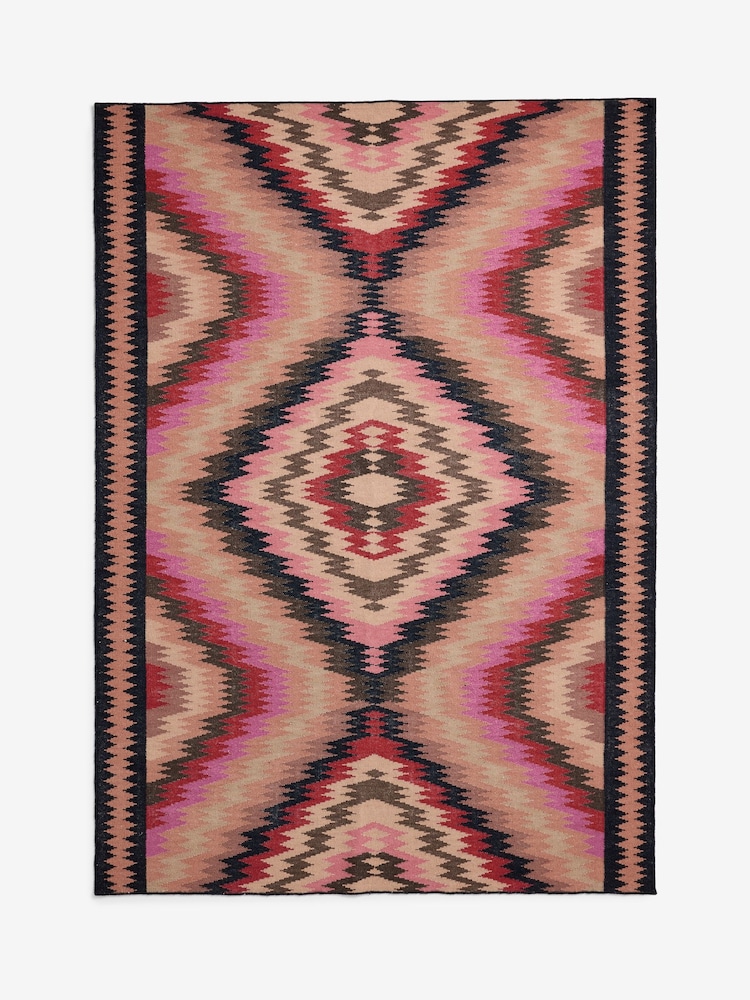 Rockett St George Pink Diamond Ikat Wool Rug - Image 5 of 5 Rockett St George Pink Diamond Ikat Wool Rug - Image 5 of 5