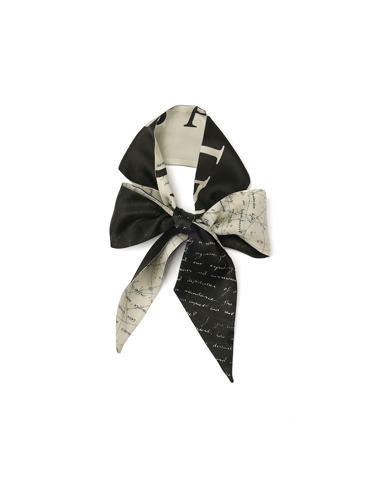AllSaints Black Script Skinny Scarf - Image 2 of 3