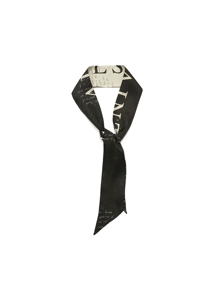 AllSaints Black Script Skinny Scarf - Image 3 of 3