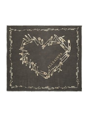 AllSaints Black Cora Pin Square Scarf - Image 1 of 4