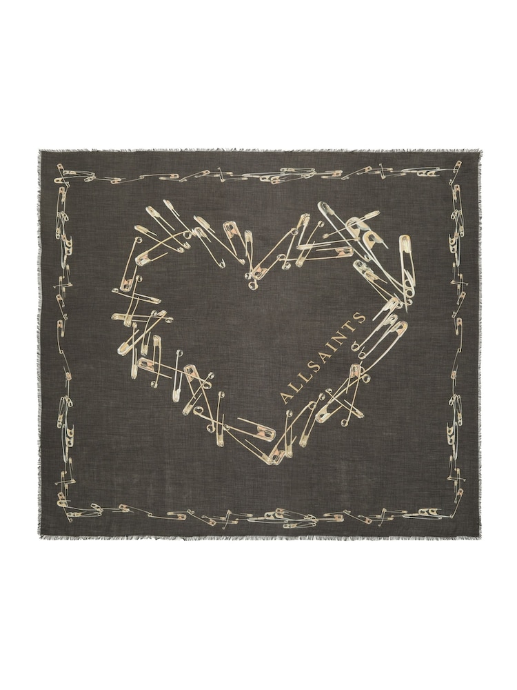 AllSaints Black Cora Pin Square Scarf - Image 1 of 4