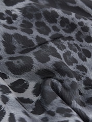 Grey Animal Print Textured Satin Short Sleeve Side Hitch Midi Dress - Image 2 of 3