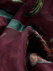 Kew Collection Burgundy Red Floral Devore Cape V-Neck Mini Dress - Image 2 of 3