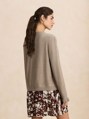 Neutral Animal Long Sleeve Frill Cuff Knit Cardigan 2 in 1 Mini Dress - Image 4 of 8