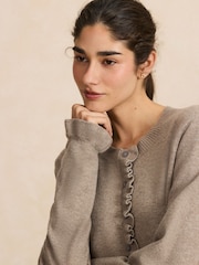Neutral Animal Long Sleeve Frill Cuff Knit Cardigan 2 in 1 Mini Dress - Image 5 of 8