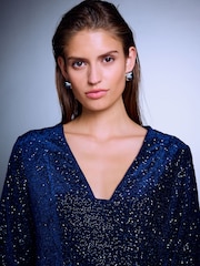 Mornarica Plavo - Long Sleeve Sequin V-Neck Mini Dress - Slika 5 od 5