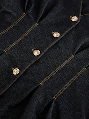 Negru - Rochie mini cu talie strânsă și aspect de denim - Imaginea 9 din 9