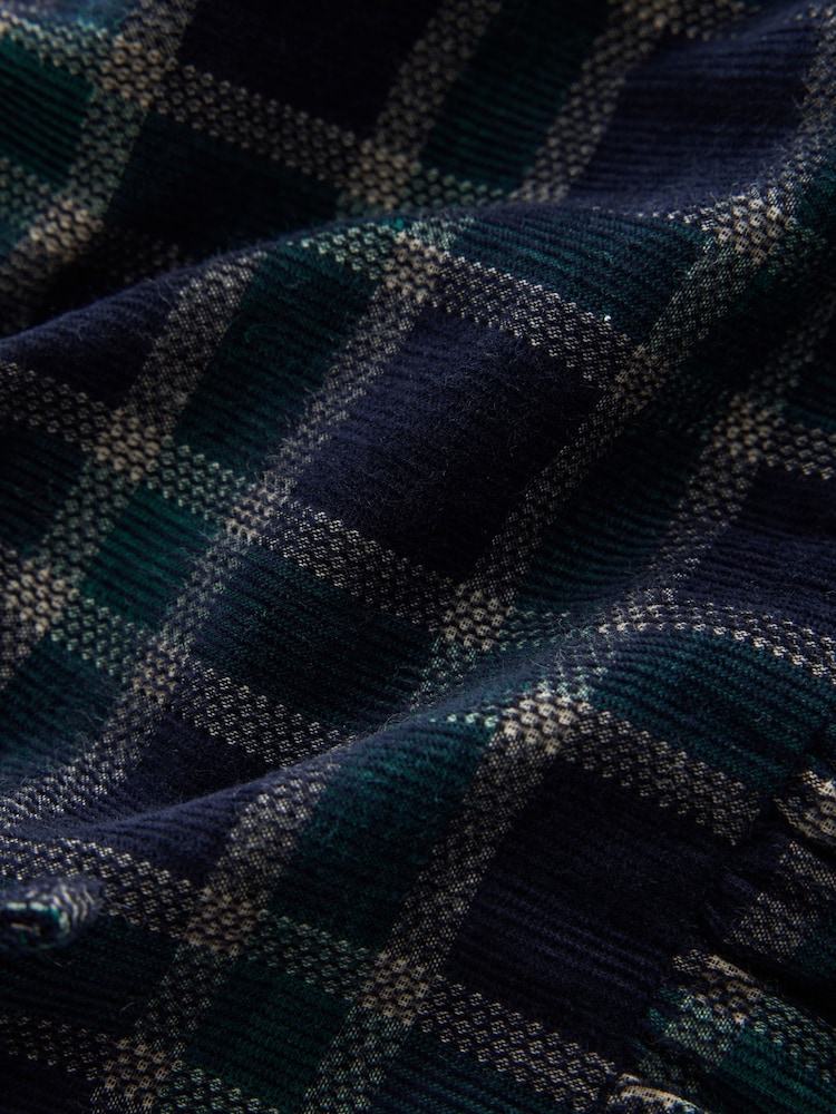 Navy Check Long Sleeve V-Neck Tie Cord Mini Dress - Image 3 of 3 Navy Check Long Sleeve V-Neck Tie Cord Mini Dress - Image 3 of 3