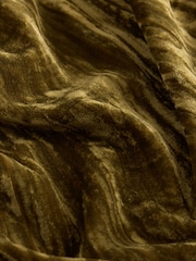 Olive Green One Shoulder Ruched Crushed Velvet Midi Dress - Image 7 of 7