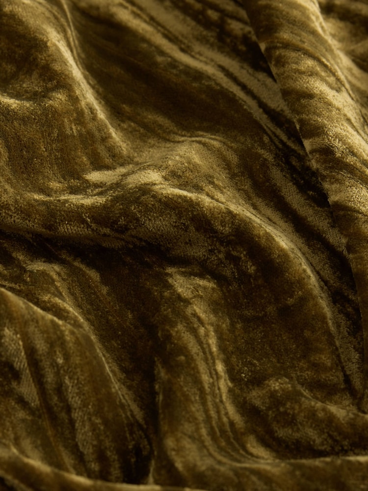 Olive Green One Shoulder Ruched Crushed Velvet Midi Dress - Image 7 of 7 Olive Green One Shoulder Ruched Crushed Velvet Midi Dress - Image 7 of 7