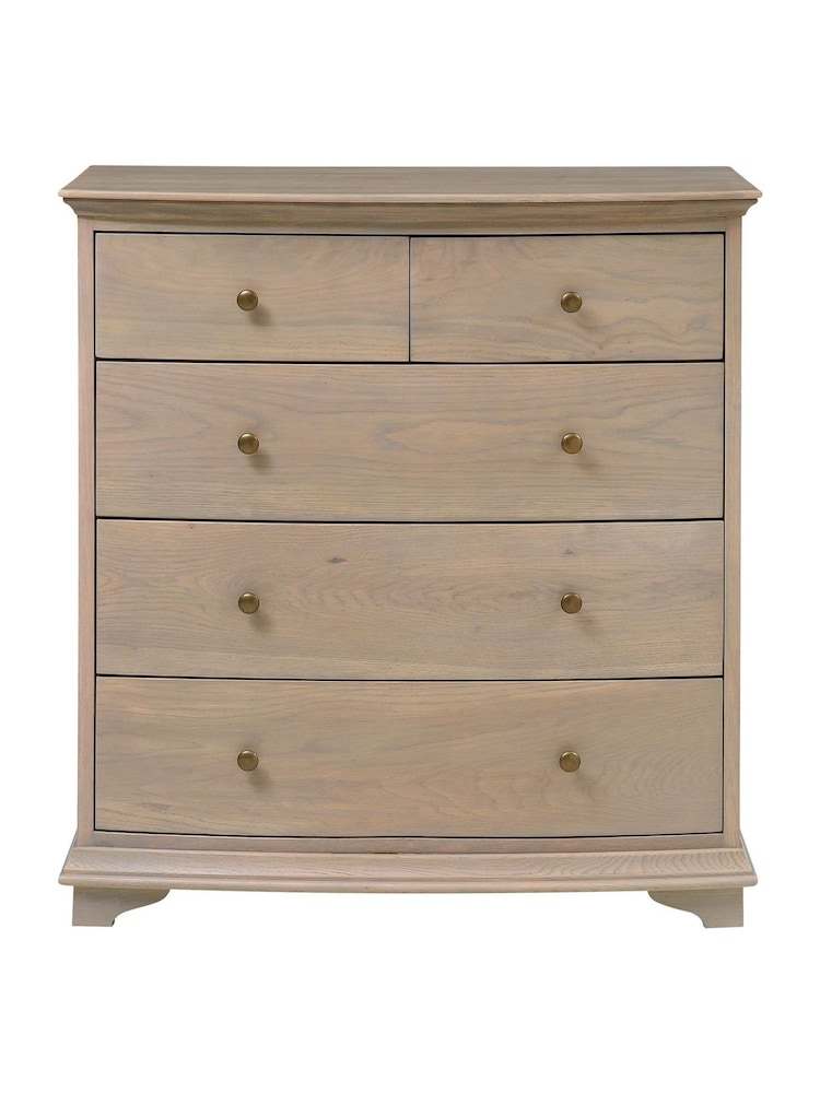 Cotswold Company Smoked Oak Winchcombe Low and Wide 5 Drawer Chest - Image 2 of 5