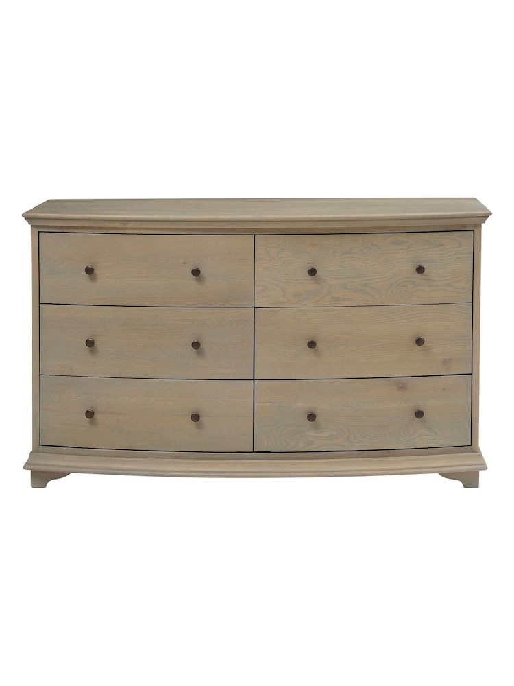 Cotswold Company Smoked Oak Winchcombe Low and Wide 6 Drawer Chest - Image 2 of 6