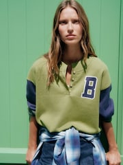 Green/Blue Henley Cosy Knit Long Sleeve Jumper - Image 2 of 4