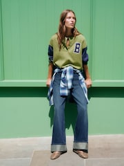 Green/Blue Henley Cosy Knit Long Sleeve Jumper - Image 3 of 4
