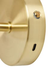 BHS Satin Brass Alegra USB-C Rechargeable Shaded Wall Light - Image 3 of 7