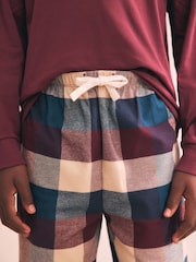 Maroon/Teal/Charcoal - Woven Check Pajamas 3 Pack (3-16yrs) - Larawan 4 ng 4