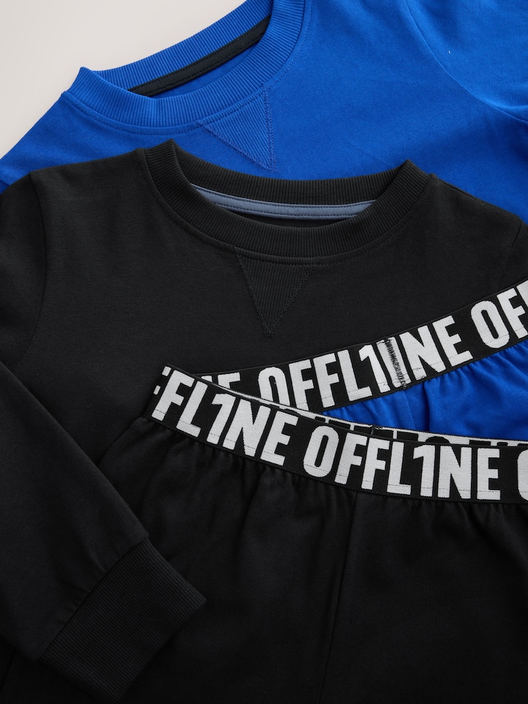 Blue/Black Offline Joggers Pyjamas 2 Pack (4-16yrs) - Image 6 of 6 Blue/Black Offline Joggers Pyjamas 2 Pack (4-16yrs) - Image 6 of 6