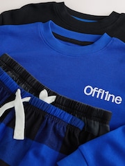 Blue/Black Offline Woven Check Pyjamas 2 Pack (3-16yrs) - Image 11 of 11