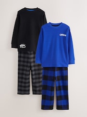 Blue/Black Offline Woven Check Pyjamas 2 Pack (3-16yrs) - Image 6 of 11