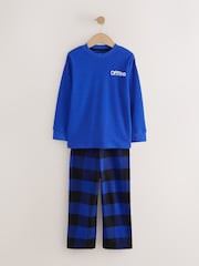 Blue/Black Offline Woven Check Pyjamas 2 Pack (3-16yrs) - Image 7 of 11