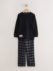 Blue/Black Offline Woven Check Pyjamas 2 Pack (3-16yrs) - Image 8 of 11