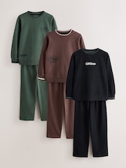 Khaki/Black/Brown Offline Long Sleeve Jogger Pyjamas Set 3 Pack (3-16yrs) - Image 7 of 13