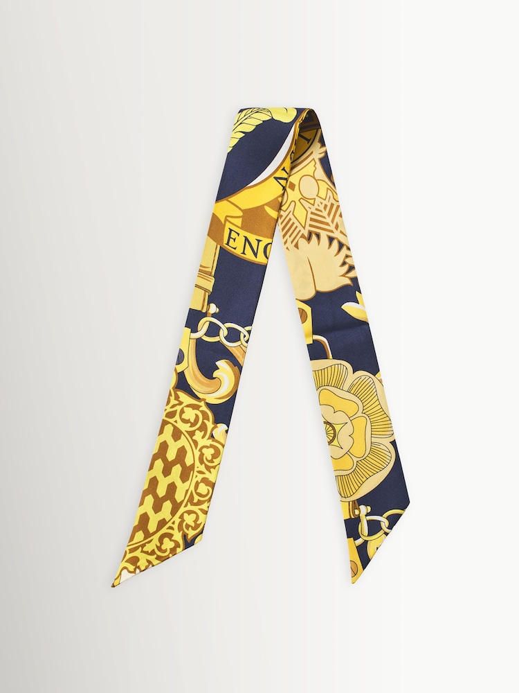 Aspinal of London Blue/Yellow Edwardian Garden Twilly Scarve - Image 1 of 2