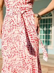 Sosandar Orange Abstract Print Frill Hem Midaxi Dress - Image 4 of 5