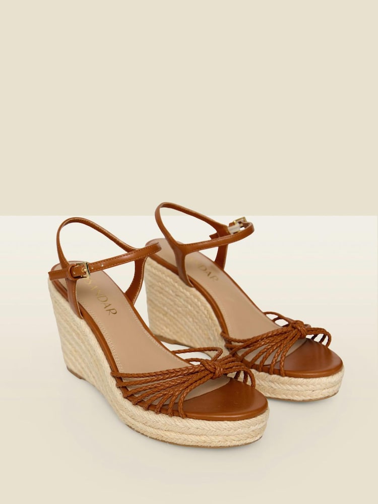 Sosandar Brown Plaited Strap Detail Jute Wedge Espadrilles - Image 2 of 4