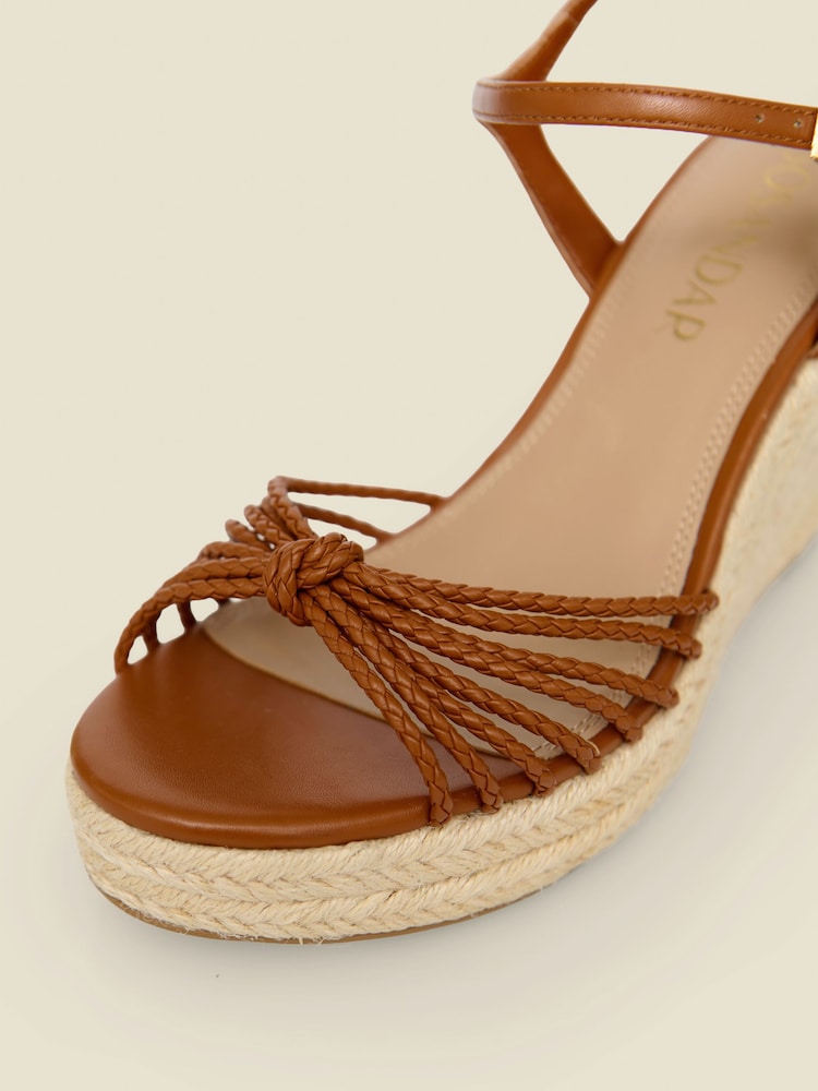 Sosandar Brown Plaited Strap Detail Jute Wedge Espadrilles - Image 4 of 4
