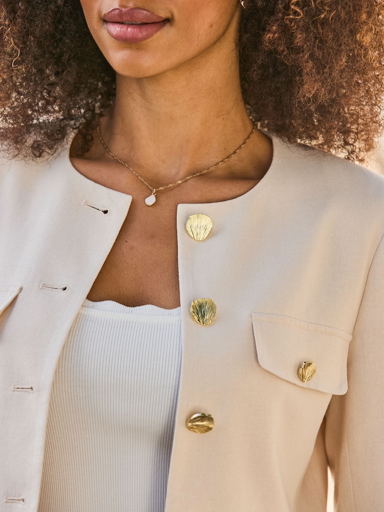 Sosandar Cream Collarless Jacket - Image 5 of 5 Sosandar Cream Collarless Jacket - Image 5 of 5