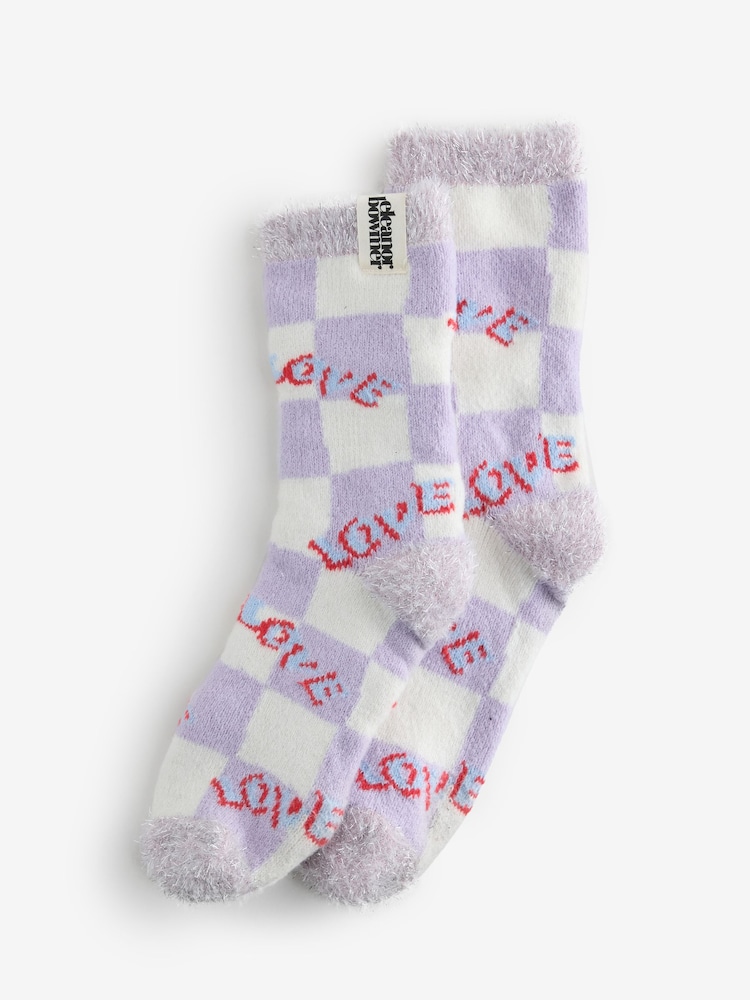 Eleanor Bowmer Lilac Purple Lurex Cosy Socks - Image 1 of 3 Eleanor Bowmer Lilac Purple Lurex Cosy Socks - Image 1 of 3