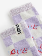 Eleanor Bowmer Lilac Purple Lurex Cosy Socks - Image 2 of 3