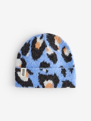 Eleanor Bowmer Blue Leopard Knitted Beanie - Image 1 of 3