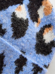Eleanor Bowmer Blue Leopard Knitted Beanie - Image 3 of 3
