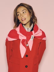 Eleanor Bowmer Pink/Red Wave Triangle knitted Scarf - Image 1 of 7