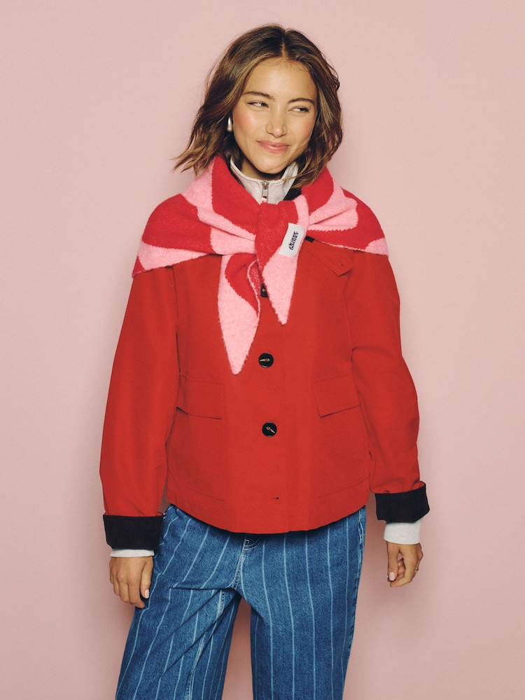 Eleanor Bowmer Pink/Red Wave Triangle knitted Scarf - Image 2 of 7