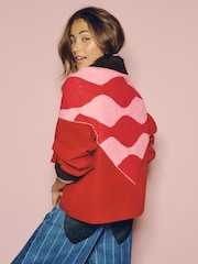 Eleanor Bowmer Pink/Red Wave Triangle knitted Scarf - Image 3 of 7