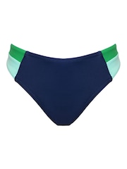 Pour Moi Navy/Green Brief Palm Springs High Leg Tummy Control Bikini Bottoms - Image 3 of 4