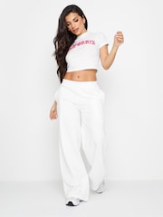 PixieGirl Petite White California 100% Cotton Embeliished Joggers - Image 1 of 6