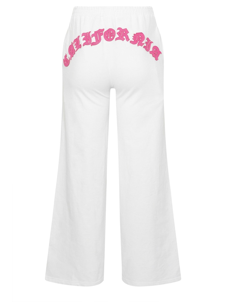 PixieGirl Petite White California 100% Cotton Embeliished Joggers - Image 6 of 6