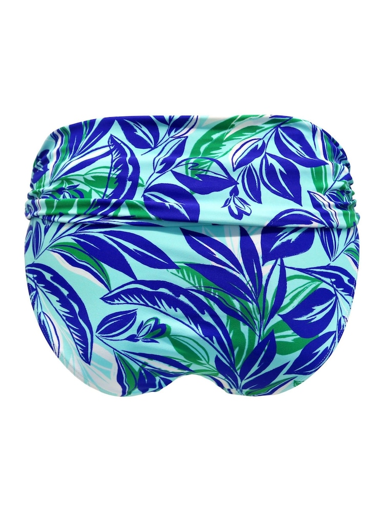 Pour Moi Aqua Palm Roll Top Santa Monica Bikini Bottoms - Image 4 of 4 Pour Moi Aqua Palm Roll Top Santa Monica Bikini Bottoms - Image 4 of 4