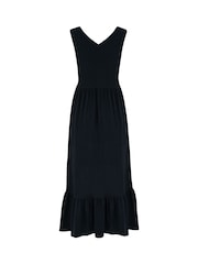 Pour Moi Black Crochet Bodice Cotton Slub Midi Dress - Image 4 of 4