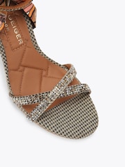 Kurt Geiger London Brown Scarf Wrap T Bar Sandals - Image 3 of 4