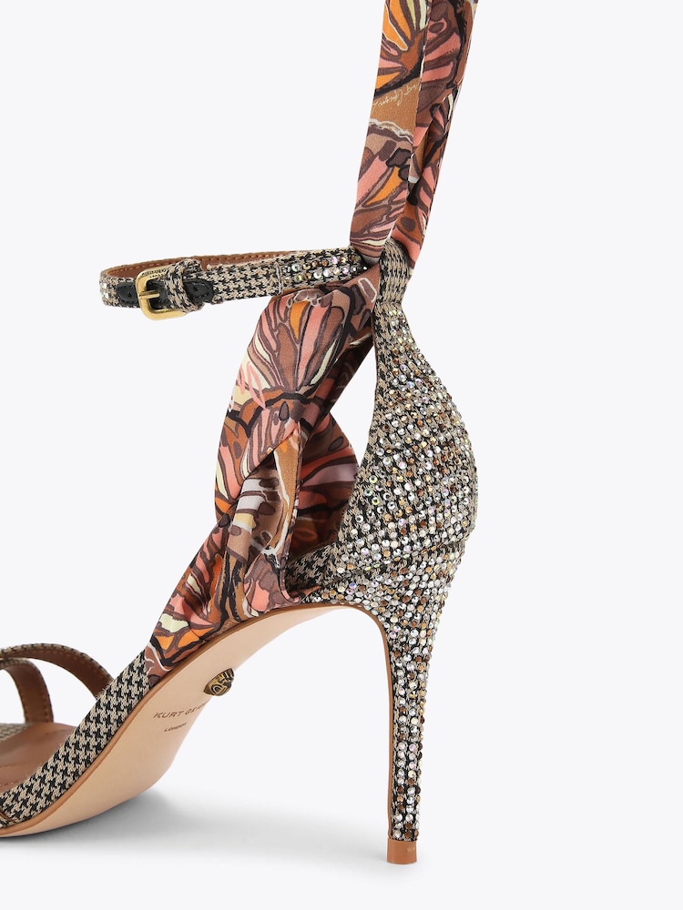 Kurt Geiger London Brown Scarf Wrap T Bar Sandals - Image 4 of 4